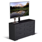 Meuble TV avec support et 6 tiroirs de rangement pour téléviseurs de 32/45/55/65/75/80 pouces, centre de divertissement noir pour chambre à coucher, salon, tables de console multimédia en bois