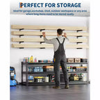 Range de stockage de bois, lot de 2, fixation murale, étagères de rangement en bois à 4 niveaux en acier robuste, capacité de 360 kg, pour abri de jardin, atelier, garage