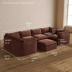 Canapé sectionnel en U Anabei modulaire lavable 6 places + pouf | Assise Deluxe+ et oreiller Cloud