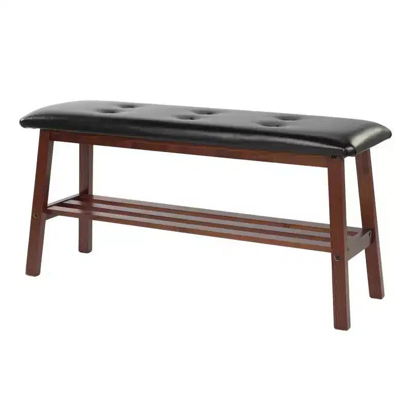 Banc rembourré en bois massif Karl Home 99 cm avec capitonnage de l'assise