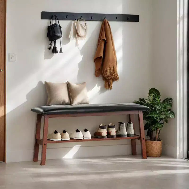 Banc rembourré en bois massif Karl Home 99 cm avec capitonnage de l'assise
