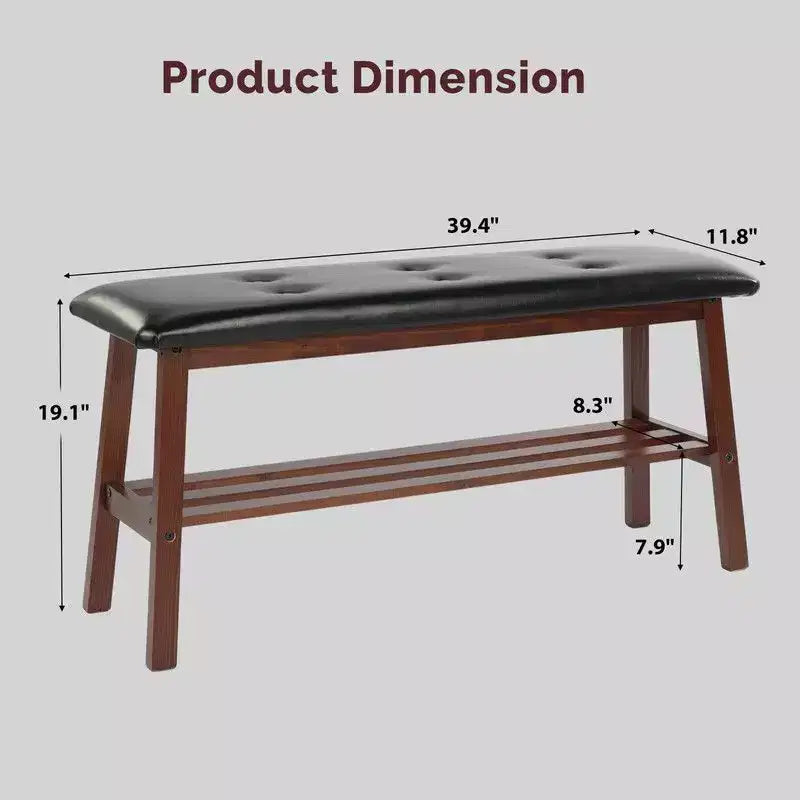 Banc rembourré en bois massif Karl Home 99 cm avec capitonnage de l'assise