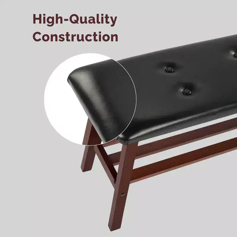 Banc rembourré en bois massif Karl Home 99 cm avec capitonnage de l'assise