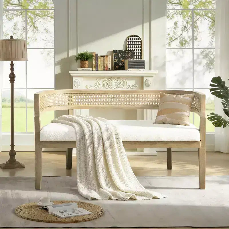 Canapé Christopher Knight Home Shigeo 47,5, en bouclette, en bois d'hévéa, style ferme