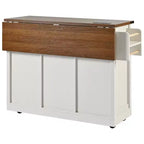 Desserte de cuisine Homy Casa avec abattant et rangement, portes coulissantes de style grange et roulettes