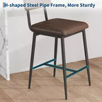 Lot de 2 tabourets de bar, chaises de bar hautes avec coussin épais et pieds en métal renforcé, tabourets de bar hauteur comptoir en similicuir, pour îlot de cuisine, bar de comptoir