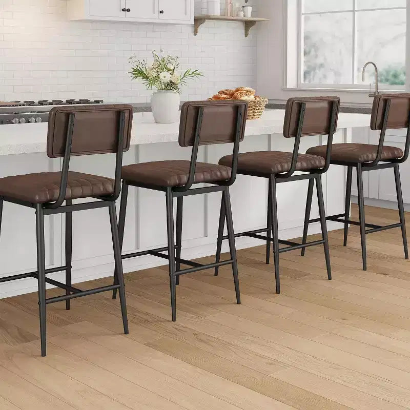 Lot de 2 tabourets de bar, chaises de bar hautes avec coussin épais et pieds en métal renforcé, tabourets de bar hauteur comptoir en similicuir, pour îlot de cuisine, bar de comptoir