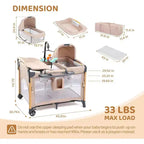 Karl Home Berceau Cododo 7 en 1 tout-en-un avec table à langer, beige