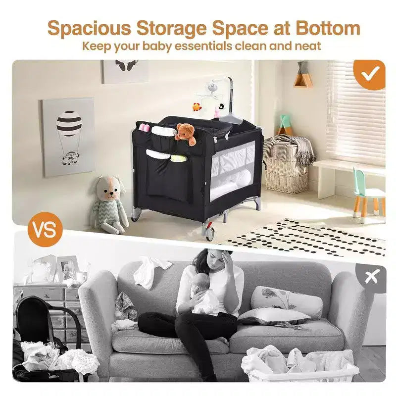 Lit Cododo Bébé Karl Home 5 en 1 avec Table à Langer, Noir