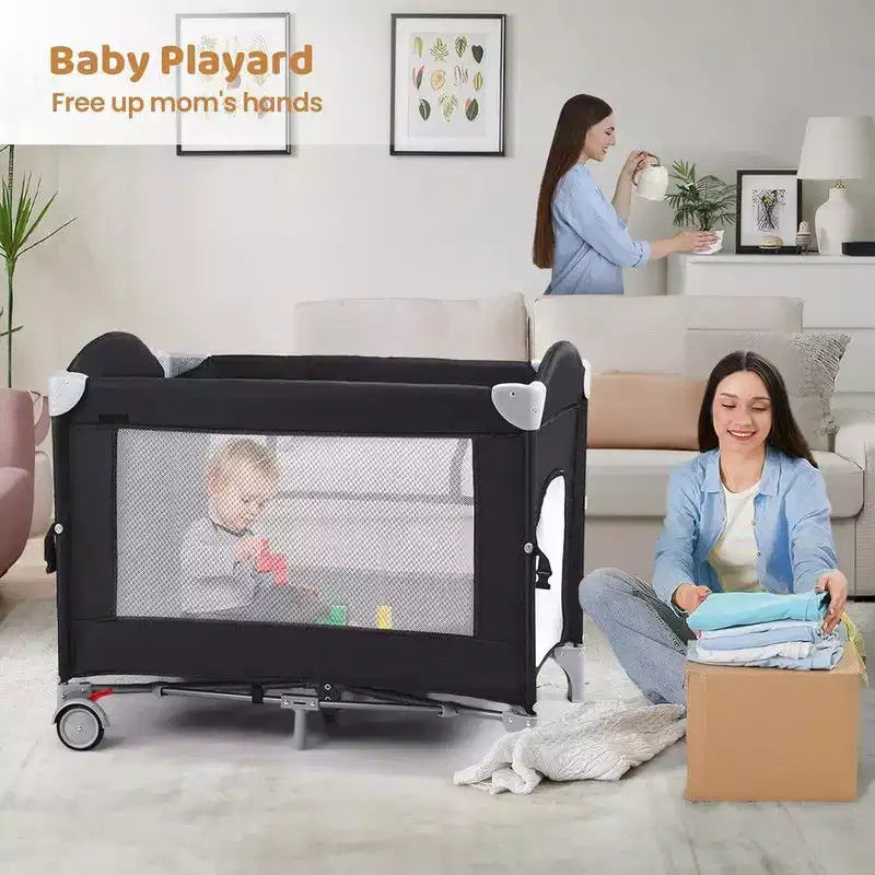 Lit Cododo Bébé Karl Home 5 en 1 avec Table à Langer, Noir