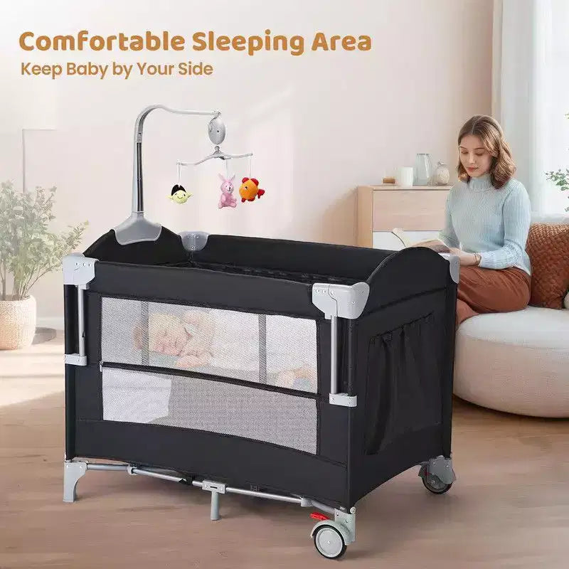 Lit Cododo Bébé Karl Home 5 en 1 avec Table à Langer, Noir