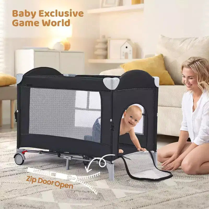 Lit Cododo Bébé Karl Home 5 en 1 avec Table à Langer, Noir