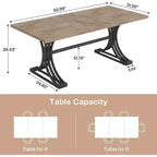 Table à manger rectangulaire moderne Lantine de 63 pouces avec plateau gris et élégants pieds en métal noir, pour 4 à 6 personnes (table seule)