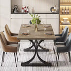 Table à manger rectangulaire moderne Lantine de 63 pouces avec plateau gris et élégants pieds en métal noir, pour 4 à 6 personnes (table seule)