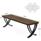 Table à manger rectangulaire Lantine de 198 cm pour 6 à 8 personnes, grande table de ferme en bois pour cuisine ou salle à manger, marron, table uniquement