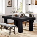 Lantine 63'' Modern Rectangular Dining Table with Heavy Duty Tapered Legs, Black, for Dining Room, Cafe, Restaurant, Easy Assembly.