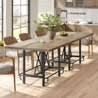 Table de bar industrielle Lantine de 63 pouces avec repose-pieds en métal, table de bistrot à hauteur de comptoir pour cuisine, bar à domicile et réceptions (Gris rustique)