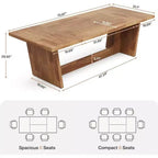 Lantine Table de salle à manger de 70,87 pouces : Grande table de cuisine rectangulaire de style ferme pour 6 à 8 personnes avec un piédestal solide, brun-jaune