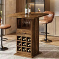 Lantine Square Bar Table, 39.37 H Industrial Cocktail Pub Table with Wine Rack, Home Bar Unit for Living Room, Kitchen