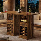 Table de bar carrée Lantine, table de pub cocktail industrielle de 99,9 cm de haut avec porte-bouteilles, meuble de bar pour le salon, la cuisine