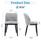 Lot de 2 chaises de salle à manger modernes en tissu rembourré, siège rembourré et pieds en bois robustes, assise confortable pour cuisine, restaurant, salon