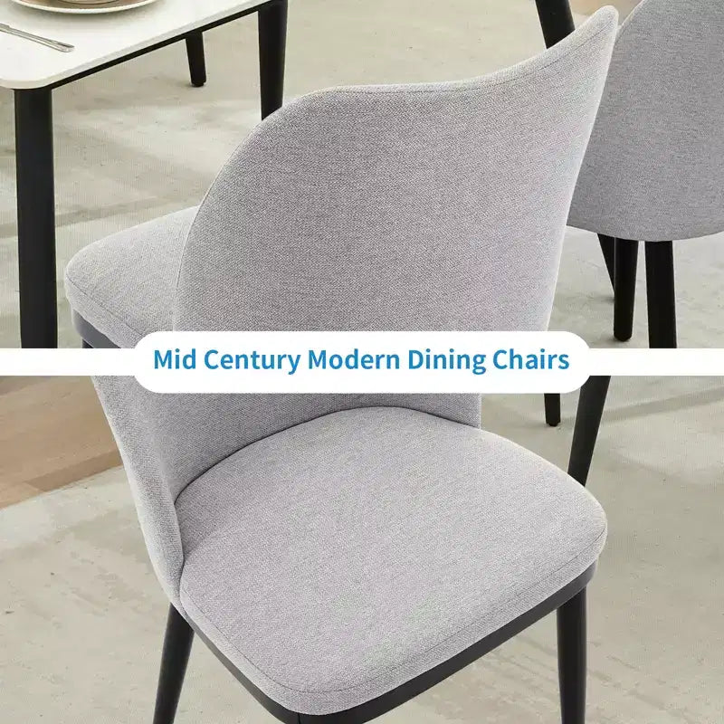 Lot de 2 chaises de salle à manger modernes en tissu rembourré, siège rembourré et pieds en bois robustes, assise confortable pour cuisine, restaurant, salon