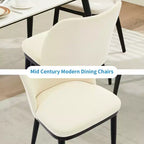 Lot de 2 chaises de salle à manger modernes en tissu rembourré, siège rembourré et pieds en bois robustes, assise confortable pour cuisine, restaurant, salon