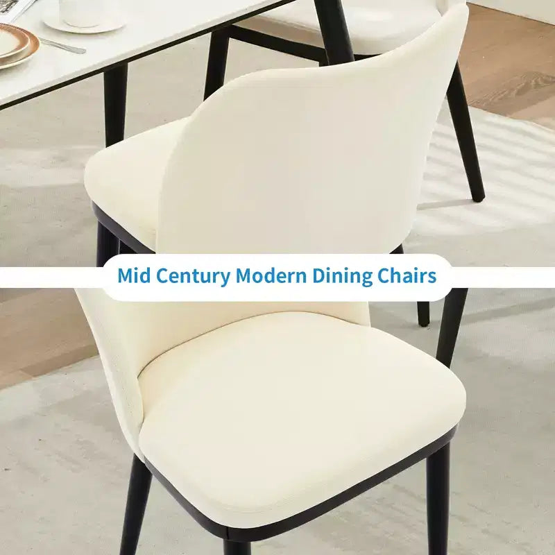 Lot de 2 chaises de salle à manger modernes en tissu rembourré, siège rembourré et pieds en bois robustes, assise confortable pour cuisine, restaurant, salon