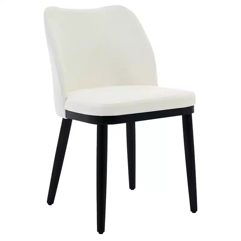 Lot de 2 chaises de salle à manger modernes en tissu rembourré, siège rembourré et pieds en bois robustes, assise confortable pour cuisine, restaurant, salon