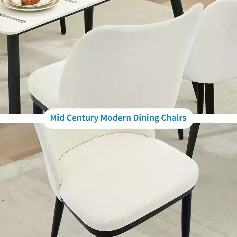 Lot de 2 chaises de salle à manger modernes en tissu rembourré, siège rembourré et pieds en bois robustes, assise confortable pour cuisine, restaurant, salon