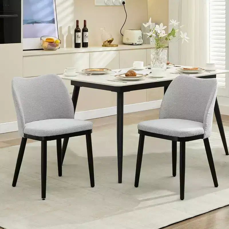 Lot de 2 chaises de salle à manger modernes en tissu rembourré, siège rembourré et pieds en bois robustes, assise confortable pour cuisine, restaurant, salon