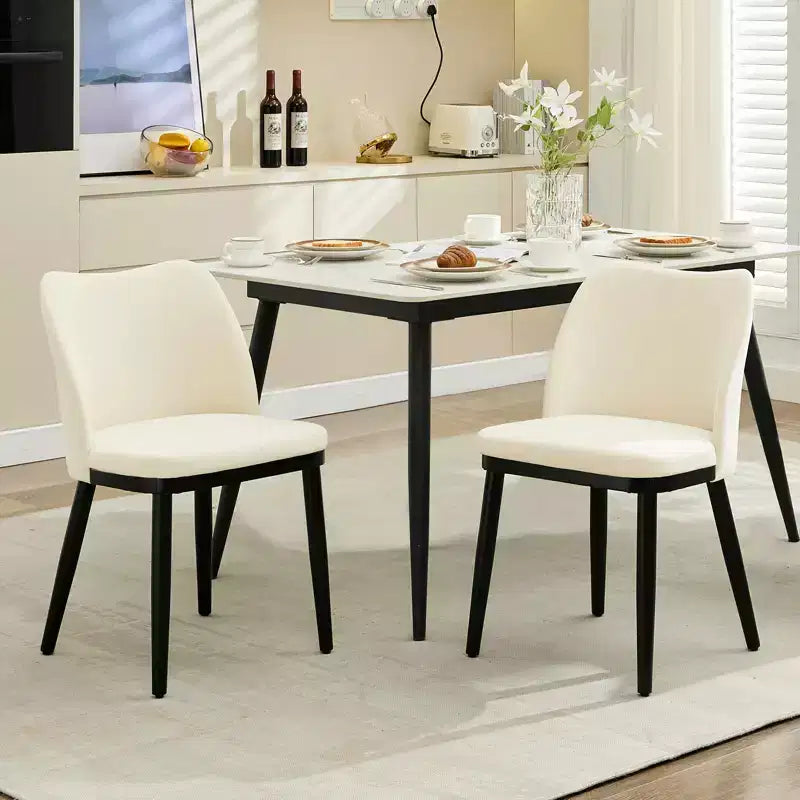 Lot de 2 chaises de salle à manger modernes en tissu rembourré, siège rembourré et pieds en bois robustes, assise confortable pour cuisine, restaurant, salon