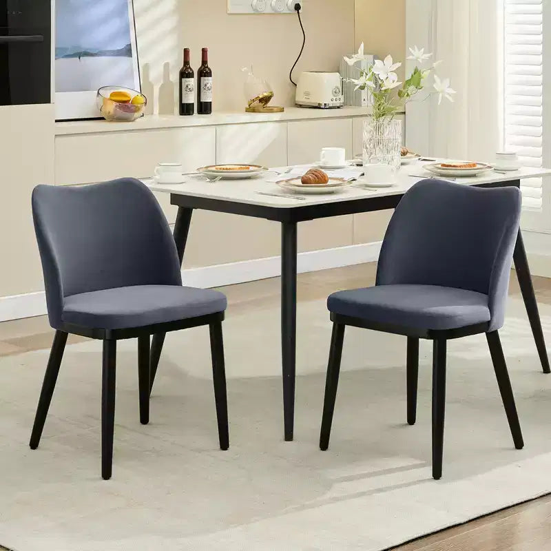 Lot de 2 chaises de salle à manger modernes en tissu rembourré, siège rembourré et pieds en bois robustes, assise confortable pour cuisine, restaurant, salon