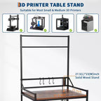 Support amélioré 3-en-1 double pour imprimante 3D avec rangement et hub d'alimentation | Station de travail mobile pour studio et atelier organisés | Table ultime pour imprimante 3D