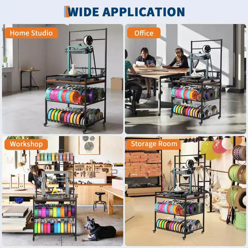 Support amélioré 3-en-1 double pour imprimante 3D avec rangement et hub d'alimentation | Station de travail mobile pour studio et atelier organisés | Table ultime pour imprimante 3D