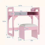 Ensemble bureau et chaise pour enfants, bureau d'étude pour garçons et filles, table d'écriture en bois pour enfants avec tiroirs en tissu et porte-stylo