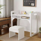 Ensemble bureau et chaise pour enfants, bureau d'étude pour garçons et filles, table d'écriture en bois pour enfants avec tiroirs en tissu et porte-stylo