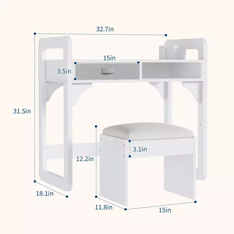 Ensemble bureau et chaise pour enfants, bureau d'étude pour garçons et filles, table d'écriture en bois pour enfants avec tiroirs en tissu et porte-stylo
