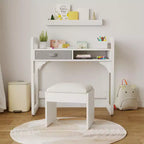Ensemble bureau et chaise pour enfants, bureau d'étude pour garçons et filles, table d'écriture en bois pour enfants avec tiroirs en tissu et porte-stylo