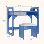 Ensemble bureau et chaise pour enfants, bureau d'étude pour garçons et filles, table d'écriture en bois pour enfants avec tiroirs en tissu et porte-stylo