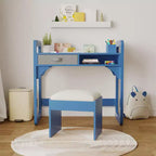 Ensemble bureau et chaise pour enfants, bureau d'étude pour garçons et filles, table d'écriture en bois pour enfants avec tiroirs en tissu et porte-stylo