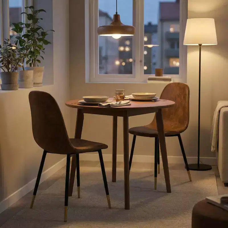 FurnitureR Lot de 4 chaises de salle à manger rembourrées, chaises d'appoint en faux daim marron vintage avec pieds en métal, chaises d'appoint modernes pour salle à manger