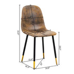 FurnitureR Lot de 4 chaises de salle à manger rembourrées, chaises d'appoint en faux daim marron vintage avec pieds en métal, chaises d'appoint modernes pour salle à manger