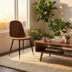 FurnitureR Lot de 4 chaises de salle à manger rembourrées, chaises d'appoint en faux daim marron vintage avec pieds en métal, chaises d'appoint modernes pour salle à manger