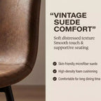 FurnitureR Lot de 4 chaises de salle à manger rembourrées, chaises d'appoint en faux daim marron vintage avec pieds en métal, chaises d'appoint modernes pour salle à manger