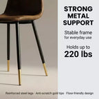 FurnitureR Lot de 4 chaises de salle à manger rembourrées, chaises d'appoint en faux daim marron vintage avec pieds en métal, chaises d'appoint modernes pour salle à manger