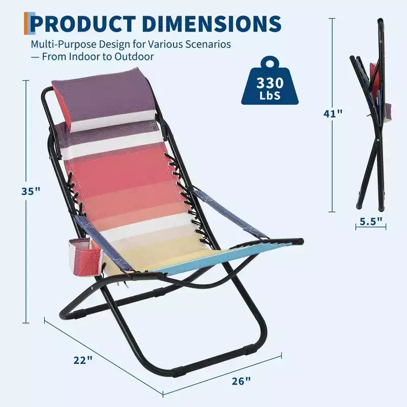 Chaise de camping, chaise de plage portable, chaise avec appui-tête rabattable, chaise avec appui-tête réglable, pour la plage, le jardin, le pique-nique