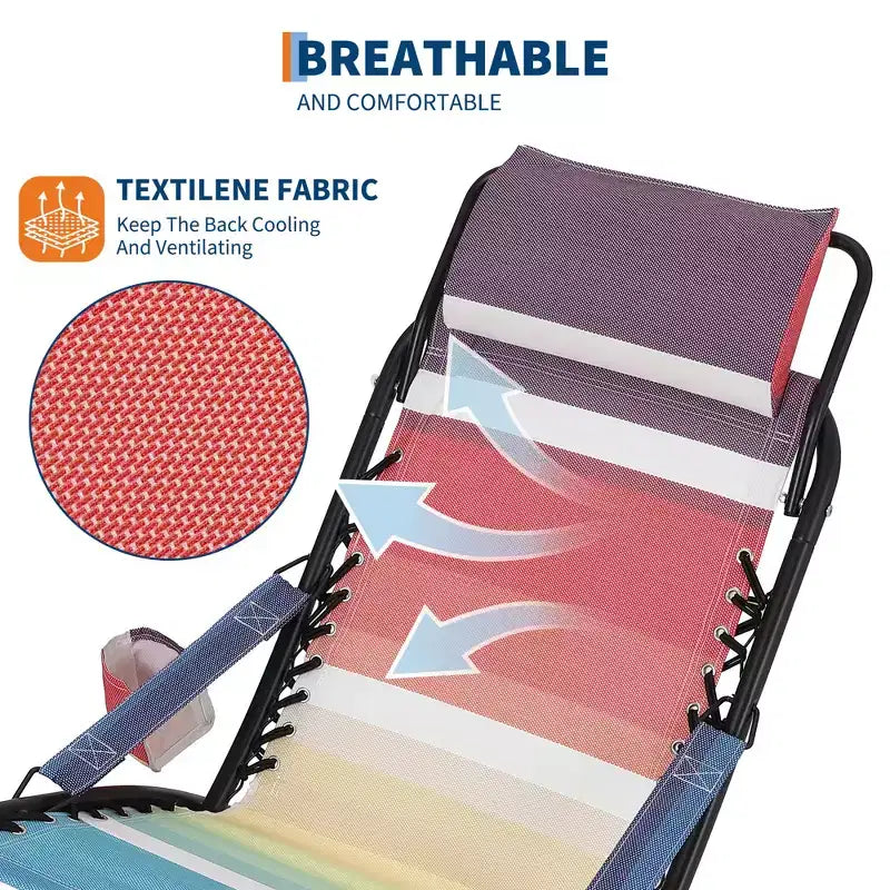 Chaise de camping, chaise de plage portable, chaise avec appui-tête rabattable, chaise avec appui-tête réglable, pour la plage, le jardin, le pique-nique