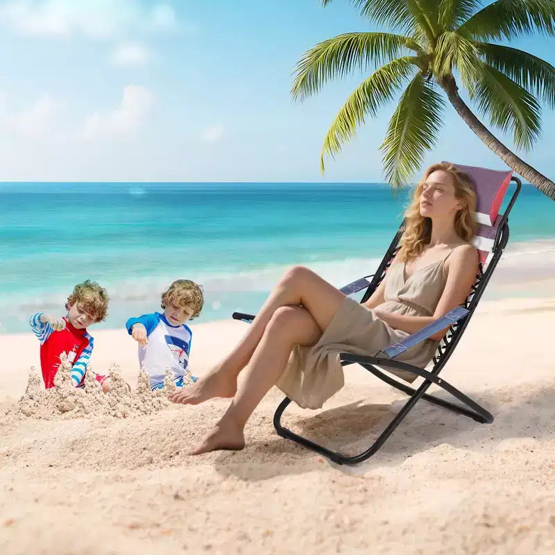 Chaise de camping, chaise de plage portable, chaise avec appui-tête rabattable, chaise avec appui-tête réglable, pour la plage, le jardin, le pique-nique