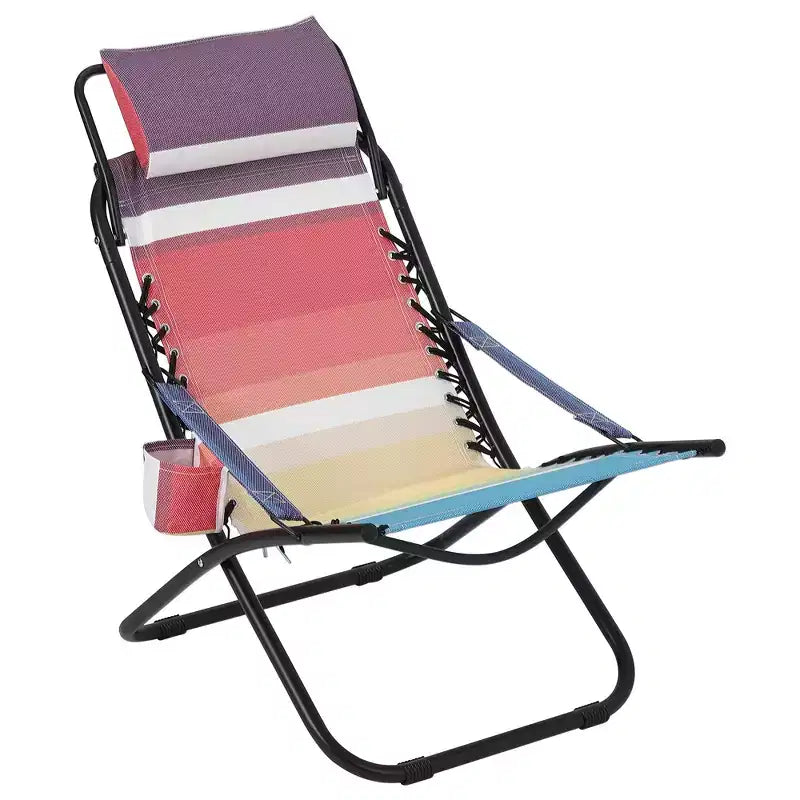 Chaise de camping, chaise de plage portable, chaise avec appui-tête rabattable, chaise avec appui-tête réglable, pour la plage, le jardin, le pique-nique